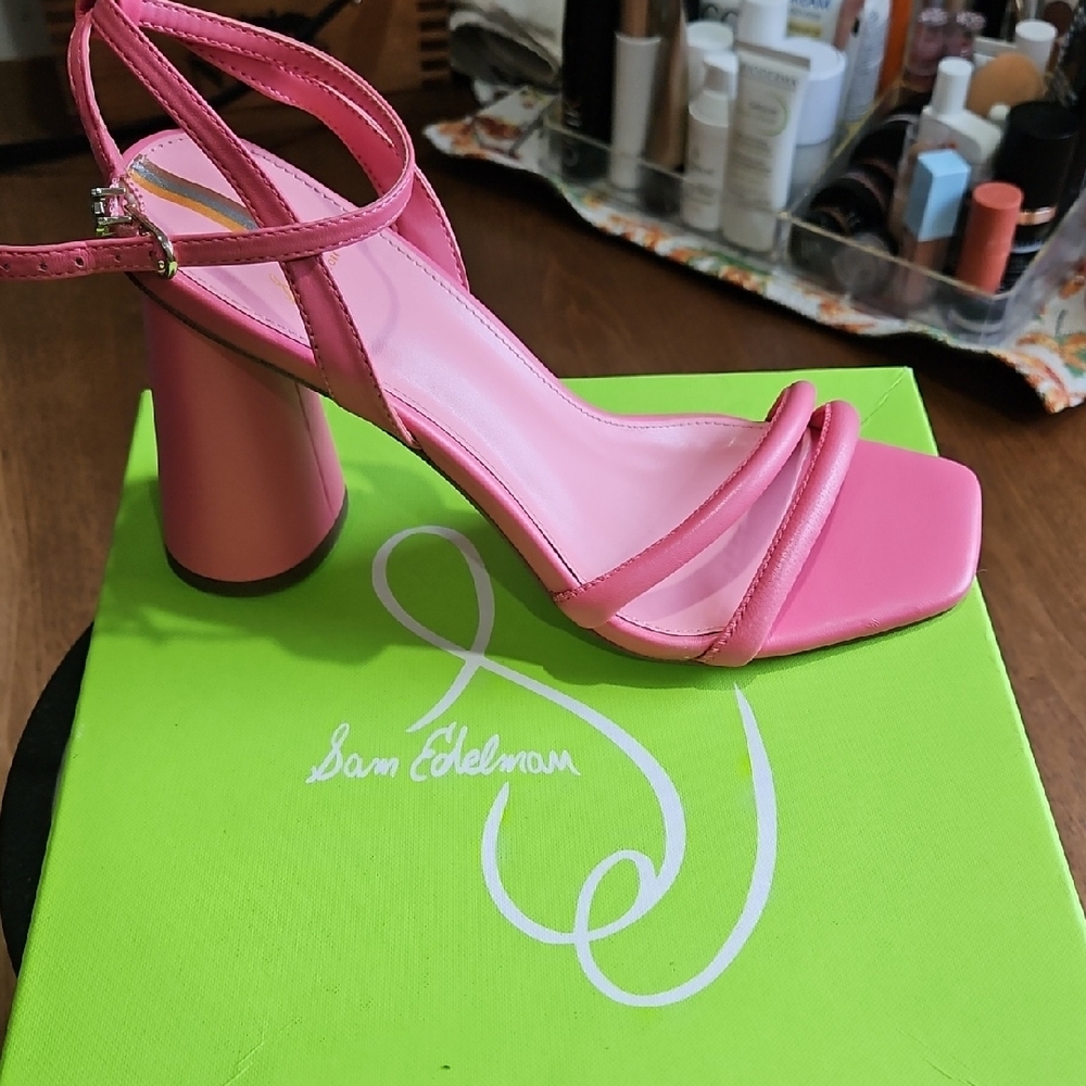Sam Edelman Hot Pink Strappy Block Heel Sandals